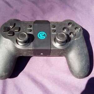 Wireless Black Game Controller with Blue Logo - Gaming Accessory